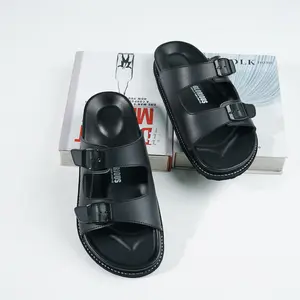 Glorious - Sage Strong Black Sandal Kulit Pria Wanita Selop Distro Formal Kasual Santai Empuk Nyaman Simple Hitam Sendal