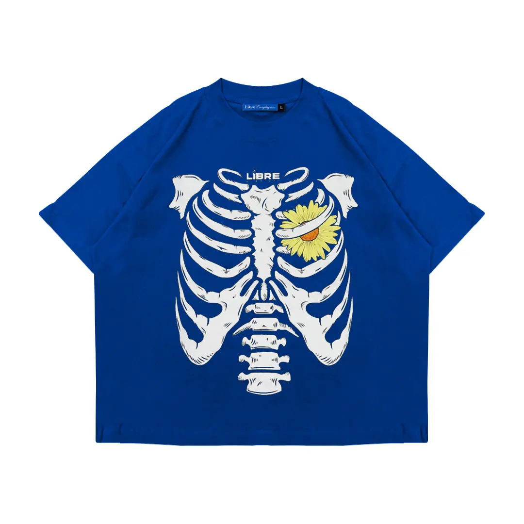 Oversize Boxy Tshirt Kaos Bones Blue LIBRE