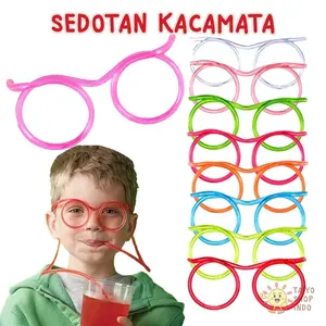 Sedotan Kacamata Bahan Plastik Warna Warni Minum Anak Dewasa Straw Minuman High Quality Product BRASIA-HOME
