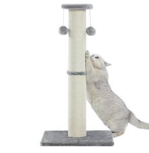 63 cmの背の高い猫のスクラッチポスト、15 cmの直径の大きなサイザル猫のスクラッチポストにボールが付いていて、屋内の猫の大人のための丈夫で耐久性のある猫のスクラッチャー白と黒