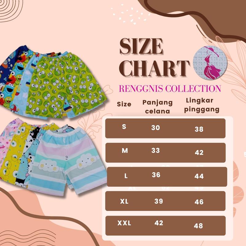 Rengganis celana pendek  anak laki laki dan perempuan/ celana kolor cewek dam cowok usia 1-6 tahun | pilih motif 1