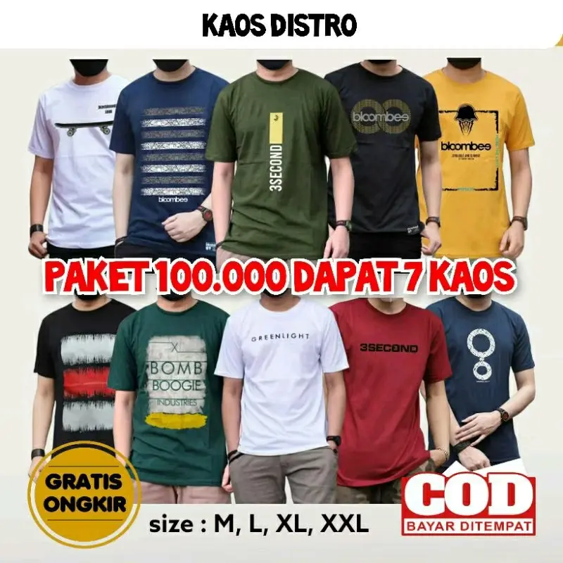 Kaos distro termurah / promo kaos murah 100 rb dapat 7 kaos