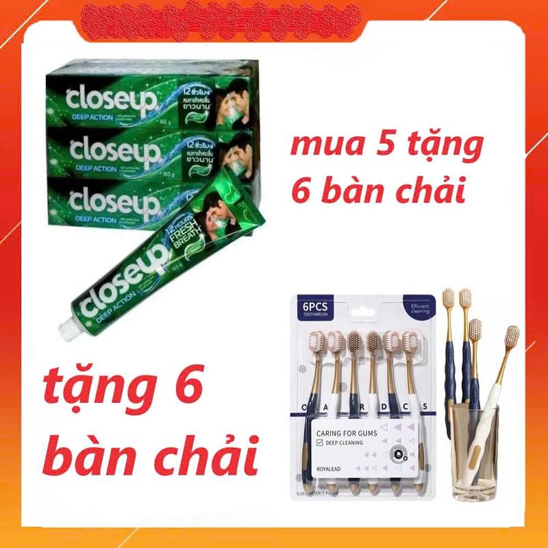[ SIÊU RẺ 89K  ] TẶNG 6 BÀN CHẢI KÈM 5 TUÝP KEM ĐÁNH RĂNG CLOSEUP 160g LÀM TRẮNG RĂNG GIÚP HƠI THỞ THƠM MÁT