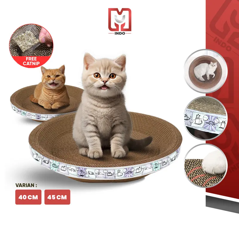 Papan Garuk Kucing Anjing Anabul Multifungsi M11 dengan Desain Bulat Cekung dan Tempat Istirahat/Tidur Kucing 0