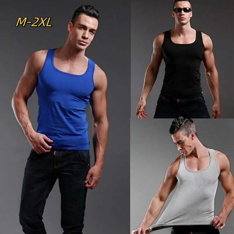 M-2XL  Men's  Square  Collar Sport Vest Cotton Casual Body building Men's Vest Men's Undershirt Men's Vest [OUTU]