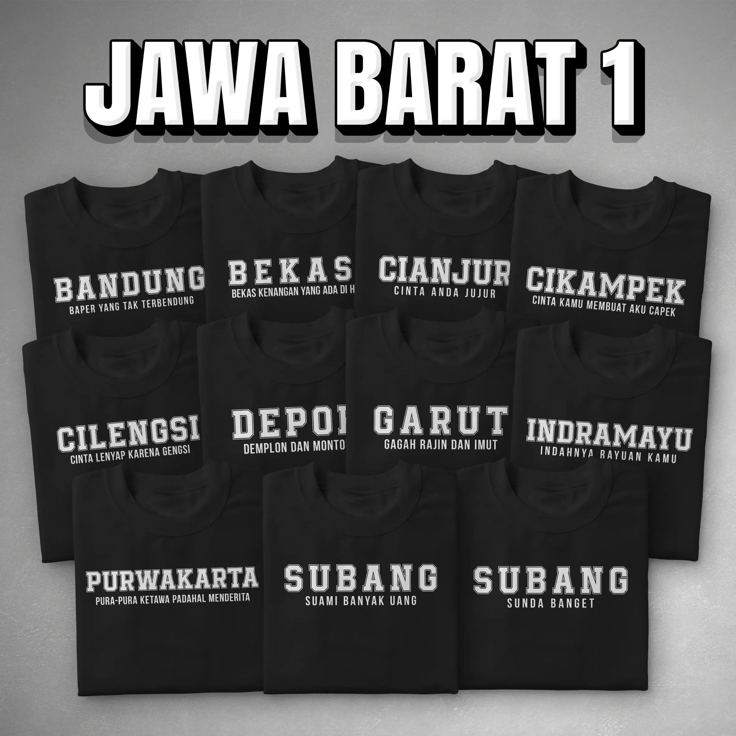 Cocol Store - Kaos Nama Kota Jawa Barat (1) - Bahan Baju Cotton Combed 20s Tebal Lembut dan Nyaman Standar Distro Lokal - Sablon Keren DTF Pria Pendek