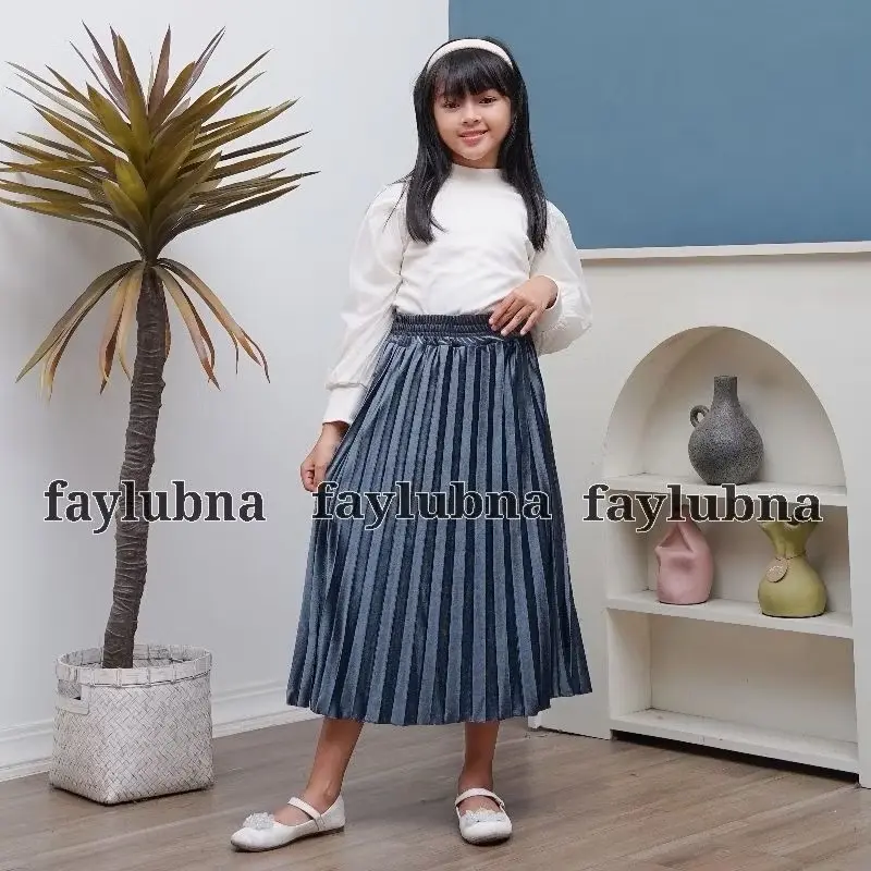 Rok Plisket Bludru Anak 7/8 Usia 9-14 Tahun / Rok Bludru Tanggung Terbaru - Fashion 2