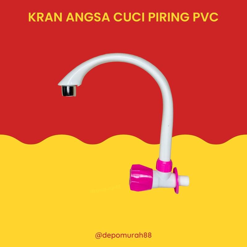 Kran Angsa Cuci Piring Plastik / Keran Air Dapur Tebal Anti Patah / Keran Dapur PVC Putih 3