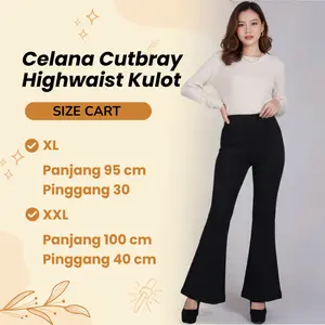 Cutbray Flare Pants - Highwaist Flare Pants Cutbray - Highwaist Kulot Cutbray Wanita Gramasi 280-290 os