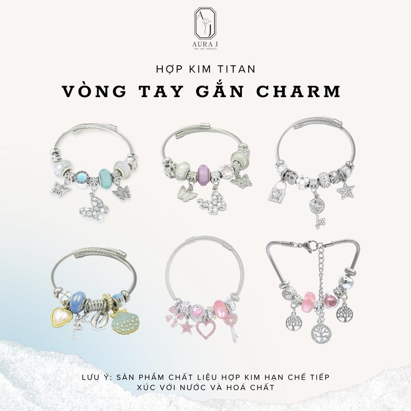   AURAJ  CREATOR - Vòng Tay Gắn Charm  Nhiều mẫu  Vòng tay Charm chất liệu Hợp Kim Titan - Charm Chìa Khoá Ổ Khoá May Mắn Charm Gấu Charm Đuôi Cá 