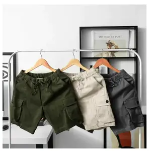 Celana Pendek Cargo Boardshort Pria Kasual Harian Santai Kualitas Distro Twill Karet Elastis Bahan Katun Twill Tebal Lembut 4 Saku Depan 1 Saku Belakang Ukuran L XL XXL