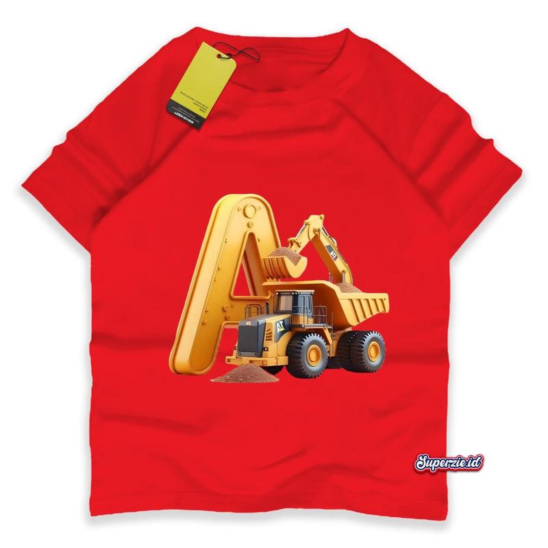 Superzie Baju kaos anak Laki laki 4-13 Tahun Motif Kendaraan alat berat Beko 3 Dimensi 3D DT04 Katun adem 30s 1