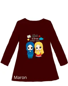 Tunik Anak Kaos Baju Motif Gambar WITH YOU MUSLIM Oblong  Anak Perempuan Lengan Panjang Atasan Usia 3-12 Tahun