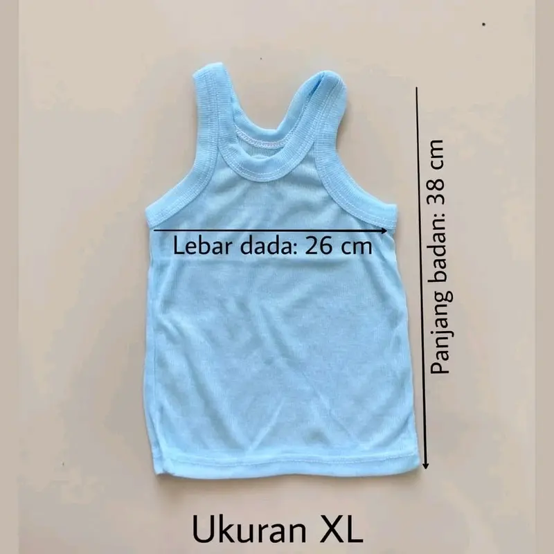 Labeling Singlet Bayi Anak 12 Pcs Warna Biru Kuning Pink Size S-M-L-XL Motif Tutul - Newborn 6