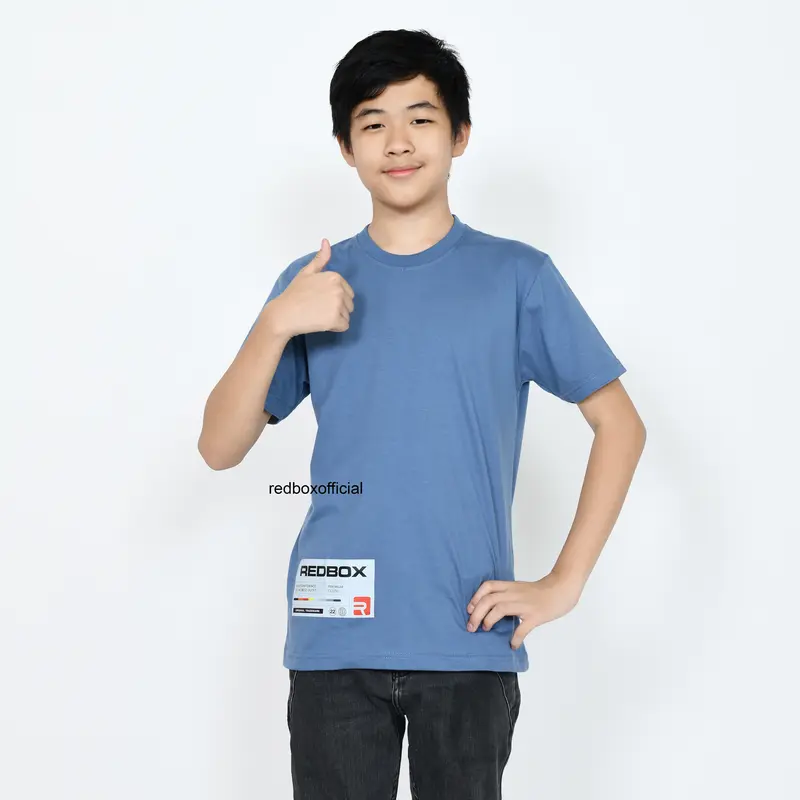 Baju Kaos Anak Tanggung Laki Laki Premium Distro Kekinian Clothing Karakter Katun Combed Biru Denim REDBOX Original Fashion 5