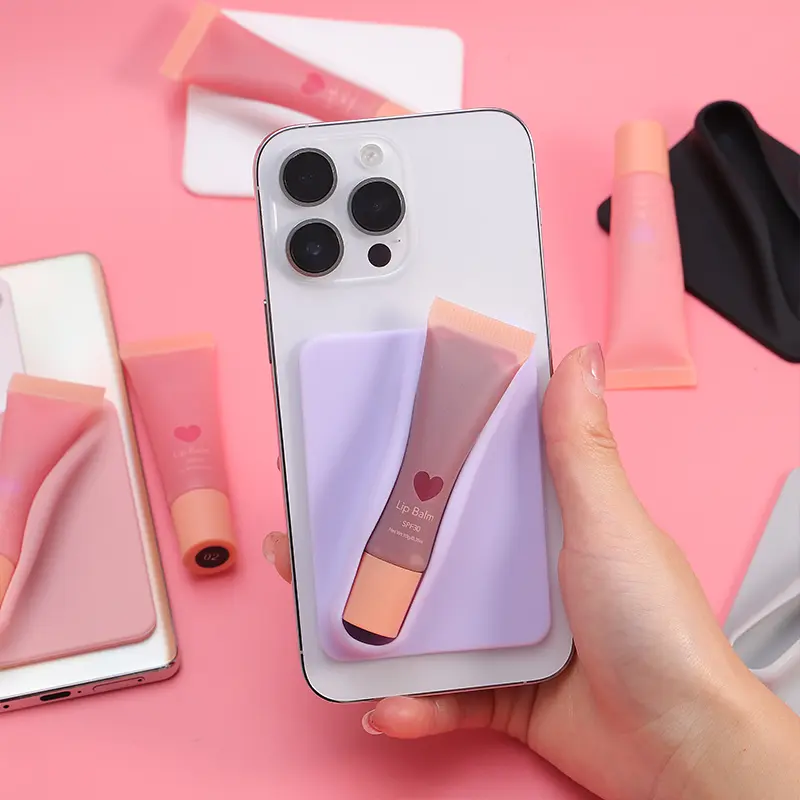 Silicone Phone Case Sticker Lip Balm Makeup  Lip Gloss Holder Phone Case Lip Tint Phone Case Sticker Cosmetica