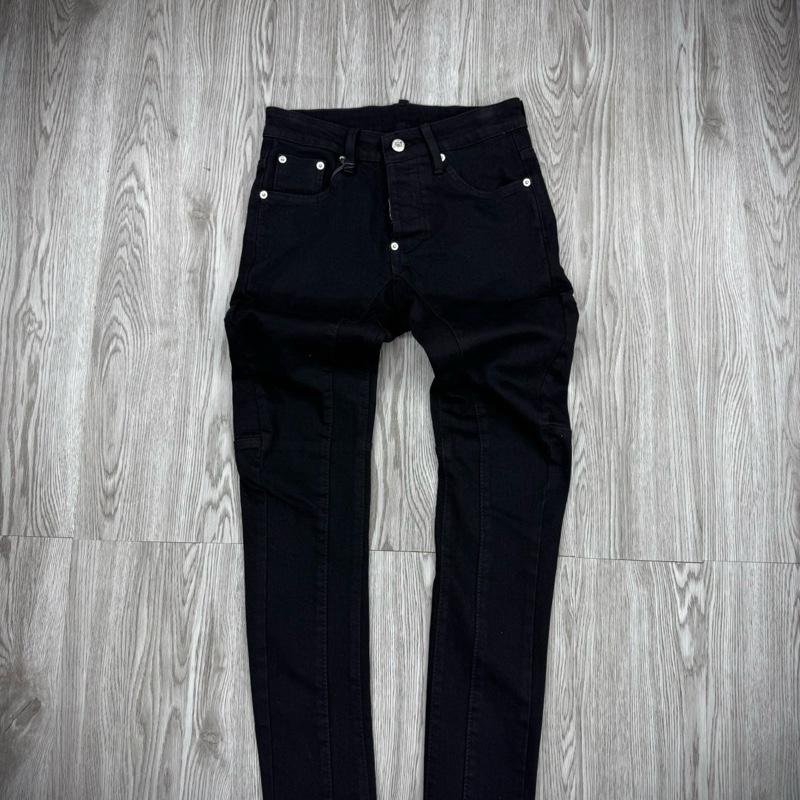 Quần Jean D-13 Đen Trơn Biker Loại 1 Túi Bò + Tag Sườn + Cúc Dự Phòng