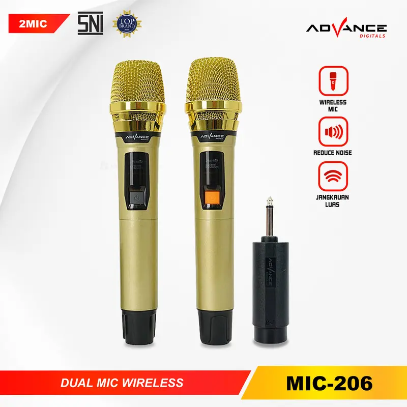 【COD】NEW! Advance MIC-206 Double Mic Wireless Recharger Bisa digunakan untuk Souncard & Speaker Garansi 1 Tahun Gold Microphone 5
