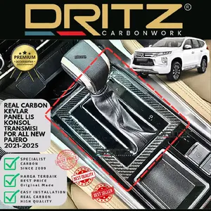 High Quality Asli Carbon Kevlar Cover Panel Lis Konsole PRND Transmisi All New Pajero 2021 2025 aksesoris interior variasi asli karbon fiber fibre 22 23 24 modifikasi konsol