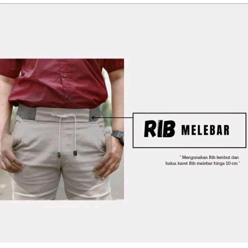 Hemat Isi 2 Celana Chino Panjang Pants Slimfit Stretch Pinggang Karet Celana Pria Dewasa Distro Nyaman 7