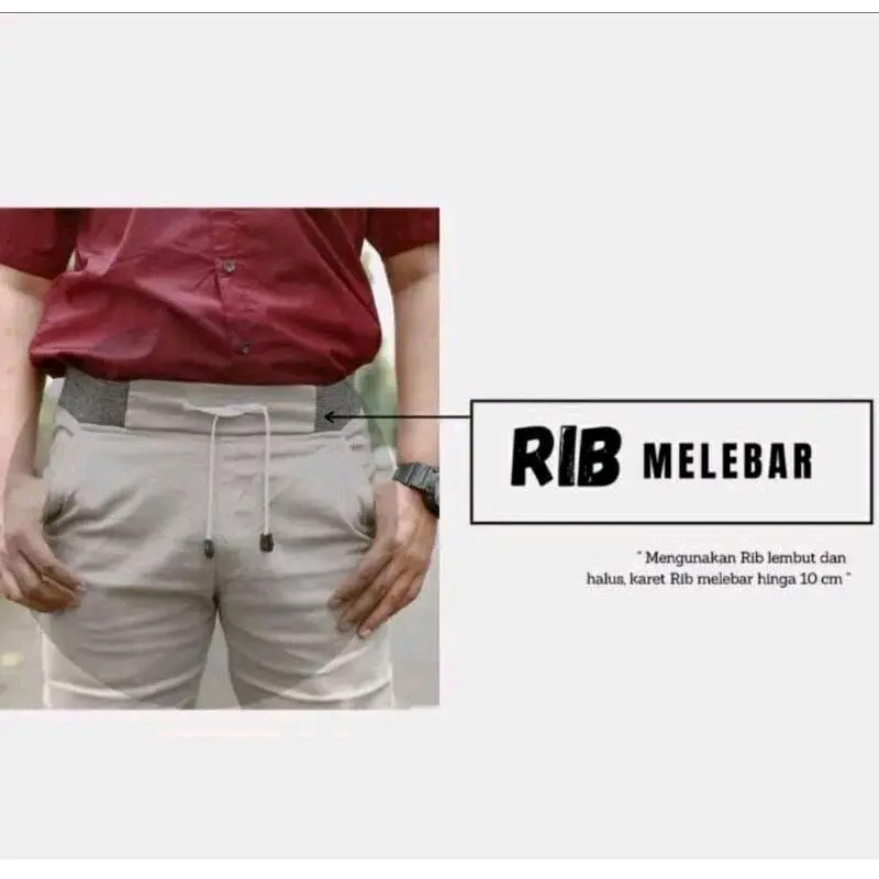 Hemat Isi 2 Celana Chino Panjang Pants Slimfit Stretch Pinggang Karet Celana Pria Dewasa Distro Nyaman 7