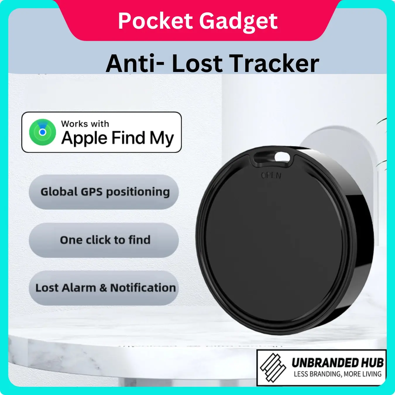 O-Tag Anti-Hilang Tag- GPS Tracker ONLY for APPLE Find My and Lost Item Alert & Notification for cars, keys finder, kids pets and wallet IOS DEVICE ONLY Bluetooth gps tracker tracker device Waterproof gps
