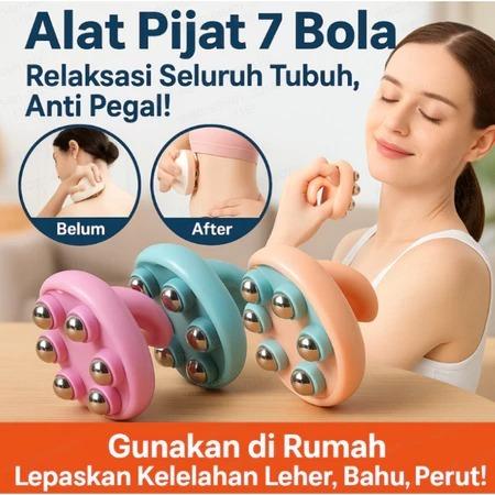 Alat Pijat Badan Seven Beads – Roller Terapi Tulang Belakang, Redakan Pegal dan Nyeri Otot, COD