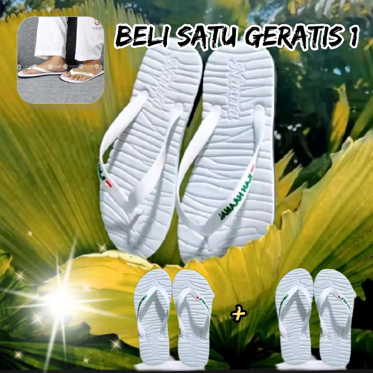 Sandal Jepit Karet PROMO Beli Satu Gratis Satu untuk Jamaah Haji & Umroh Ukuran 37-43 Pria Wanita - Sendal
