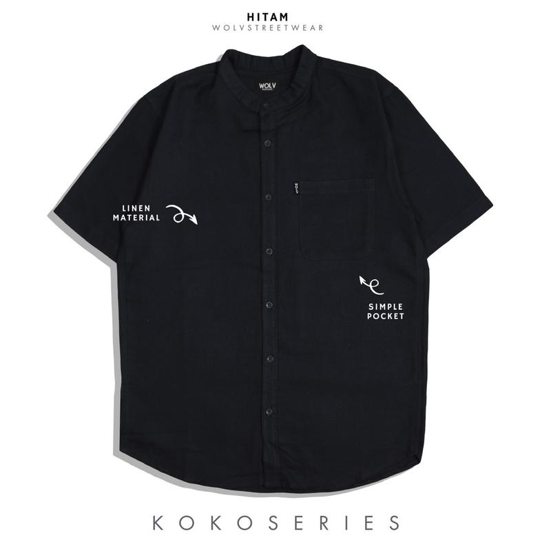 BAJU KOKO LINEN TANGAN PENDEK PREMIUM DEWASA Muslim Pria Nyaman 1