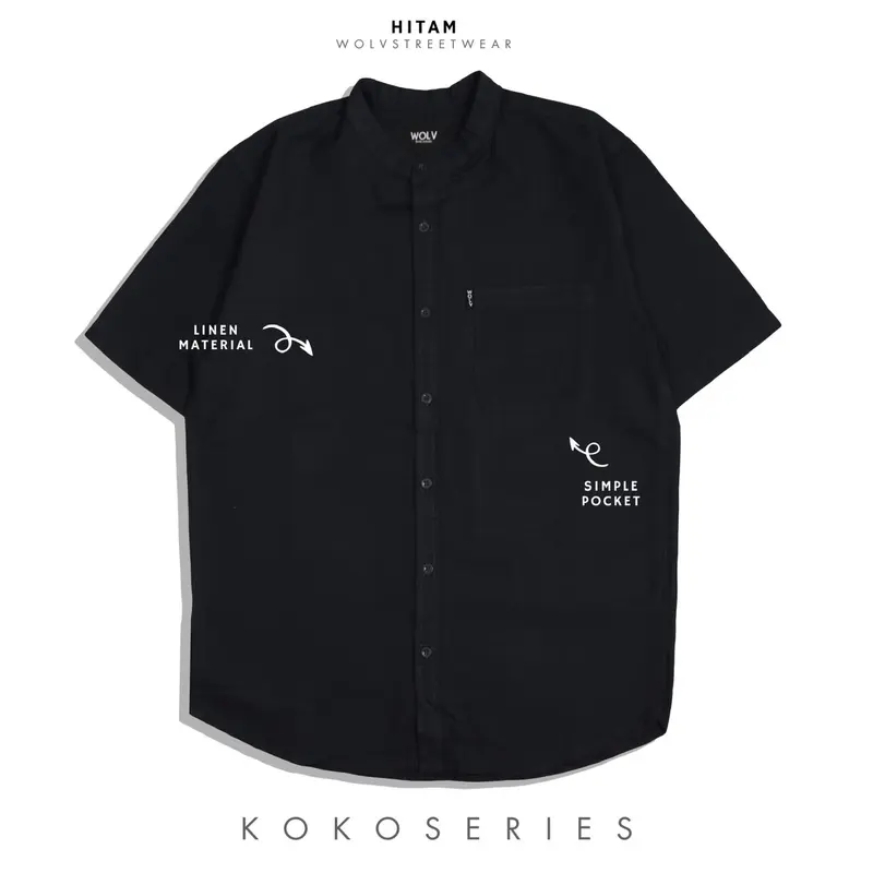 BAJU KOKO LINEN TANGAN PENDEK PREMIUM DEWASA Muslim Pria Nyaman 1