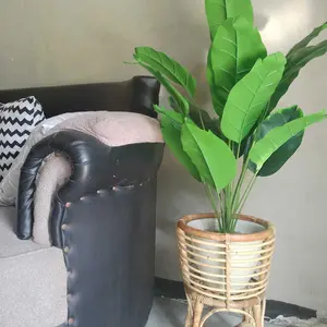 STANDING POT BUNGA VAS BUNGA ROTAN UK 40CM MINIMALIS ALAMI - STANDING VAS BUNGA DARI ROTAN UNTUK DEKORASI RUMAH SUDUT RUANGAN Plastik