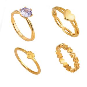 DYD Fashion Heart Rings for Women Singsing Promise Engagement Ring Non Tarnish Stainless Steel Titanium Hypoallergenic Jewelry Accessories Birthday Gift