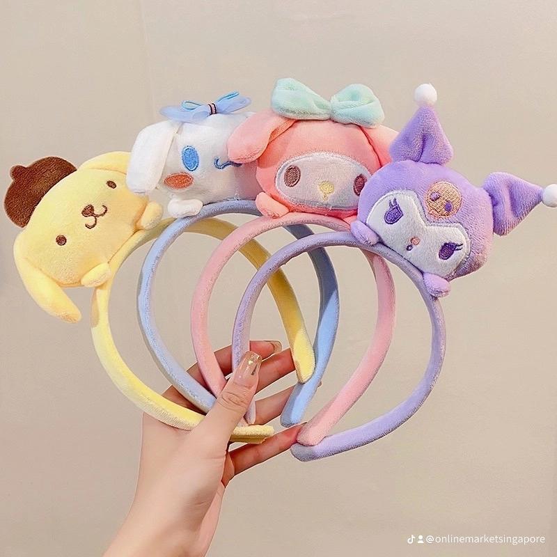 Product Introduction of Sanrio Headband Big-Eared Dog Three-Dimensional Doll Pressed Melody Kuromi Makeup Face Wash Hairpin Cotton Synthetic Nylon Plastic Metal Coating Daily Retro Casual 22