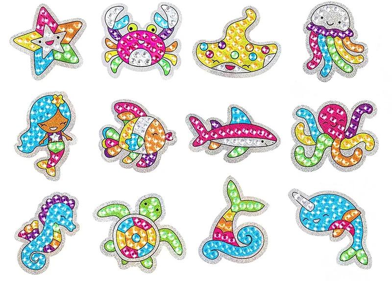 Product Introduction of 12 Create Big Gem Diamond Painting Sticker Kit Art Craft Girls Boys Unicorn Animal Sealife Magical Mosaic Dot Sticky Toys Gifts 9