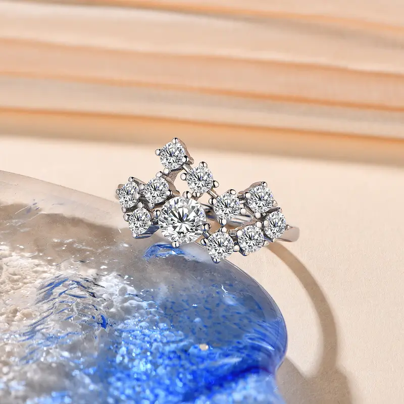 Gorgeous Synthetic Moissanite Ring 1.5CT D Color for Women Birthday Gift Engagement Wedding Fine Jewelry R035 2