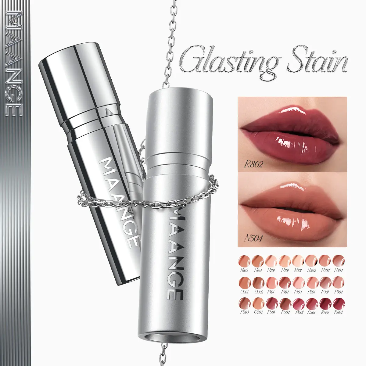 MAANGE Lipstik Liquid 24 Warna Full Coverage untuk Bibir Gelap Waterproof Non-Sticky Gloss Lipcream Liptint