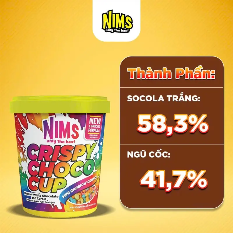 Socola trắng Cầu vồng Nims giòn tan chảy hạt khuyết 5