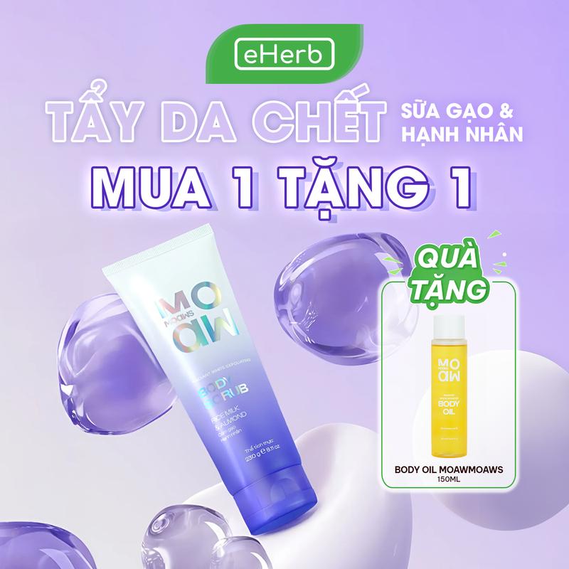 [TẶNG BODY OIL] Tẩy Tế Bào Chết Trắng Da Sữa Gạo Hạnh Nhân - Bột Tắm Trắng Trộn Sẵn Glutathione Arbutin - Ủ Tắm Trắng Body MOAW MOAWS - Tẩy Tế Bào Chết Vật Lý Hạt Mịn Không Gây Rát EHERB - Kem Tắm Hương Nước Hoa - Thấm Kem Nhanh - Nữ
