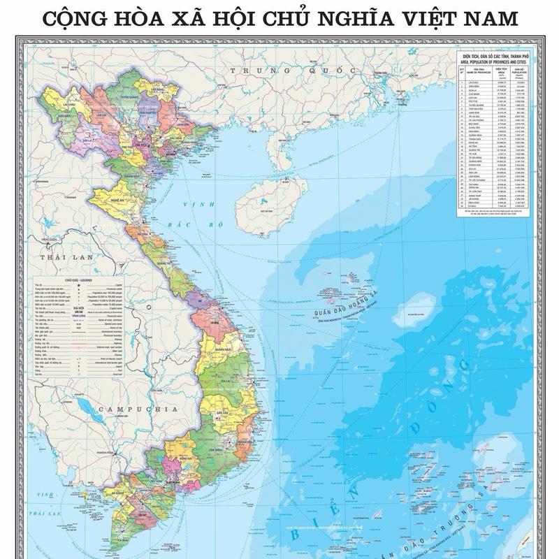   BẢN MỚI  Bản đồ hành chính Việt Nam mới 34 tỉnh thành có nẹp treo tường 