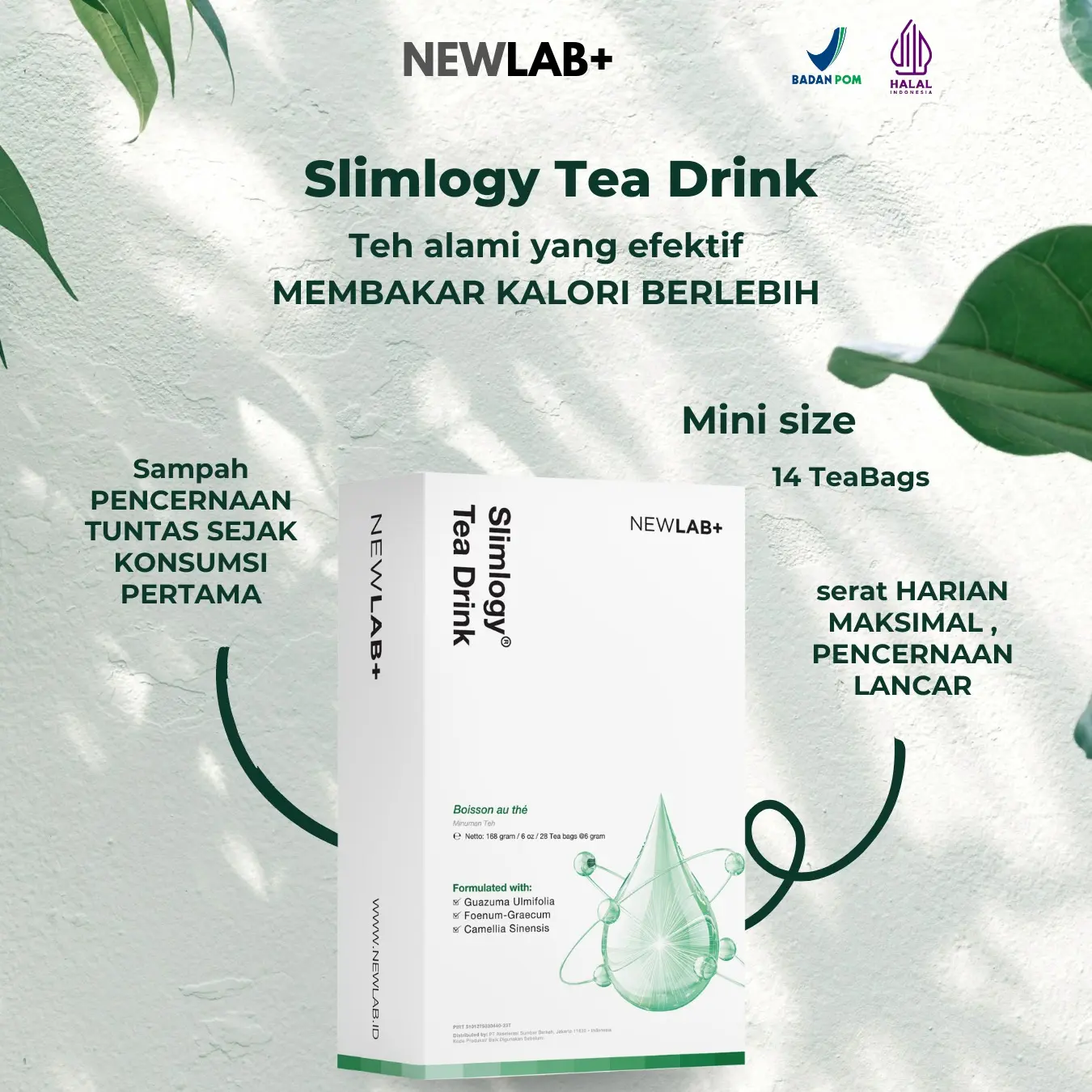 NEWLAB Teh Kesehatan Metabolisme Tubuh | Suplemen Kesehatan Metabolisme | 14 Tea Bags