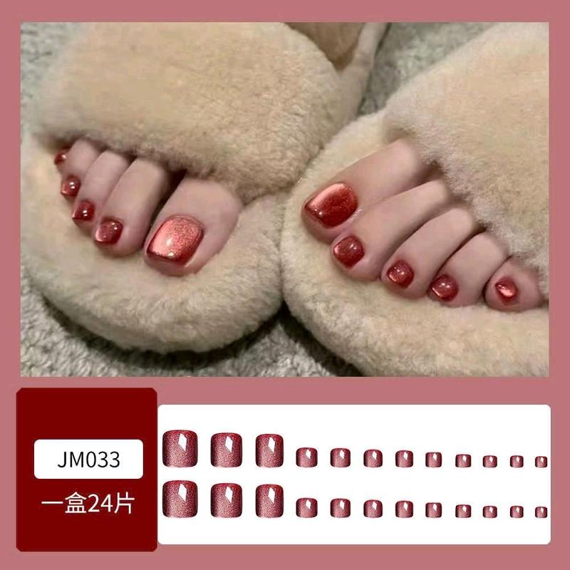 Mã J98_ Nail Box xinh đẹp bộ 24 móng chân giả dành cho Nữ + được kèm phụ kiện keo dán