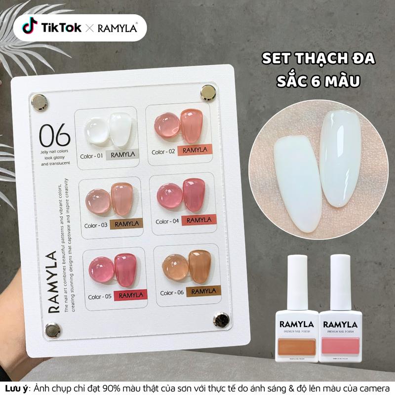 Set sơn gel thạch đục đa sắc RAMYLA 6 màu Tuxi Nails