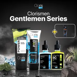 [SPECIAL PAYDAY] Clorismen Gentleman’s Series – Paket Skincare Pria Lengkap | Mencerahkan wajah, hilangkan bintik gelap, atasi jerawat & kerutan | Isi 3pcs (Face Wash 3in1, Brightening Serum, SC Serum/Sunscreen SPF50) + ACNO GEL