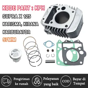 BLOK + Seher Set Kph Motor KARISMA , SUPRA X 125 Karbu , Supra x 125 Helm In Carbu , KIRANA , KHARISMA BLOCK Piston Assy Satu Set Ring silinder cylinder boring klip pen seker