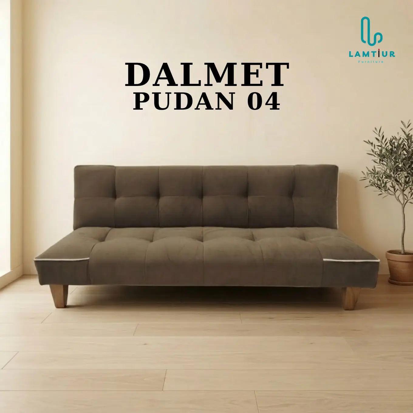 Dalmet Pudan Sofa Bed 160 Minimalis Pudan 2-in-1 - Kasur Lipat Estetik Hemat Ruang - Bahan Midili Coklat  Halus - Pengiriman se Indonesia