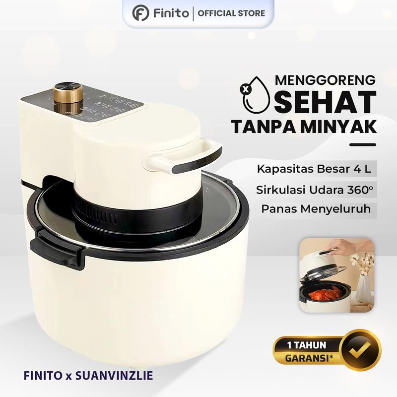 [SUANZVINZLIE X FINITO] Air Fryer Tutup Kaca AF-4LHQ 4Liter Penggorengan Tanpa Minyak Low Wat Ramah Lingkungan 0