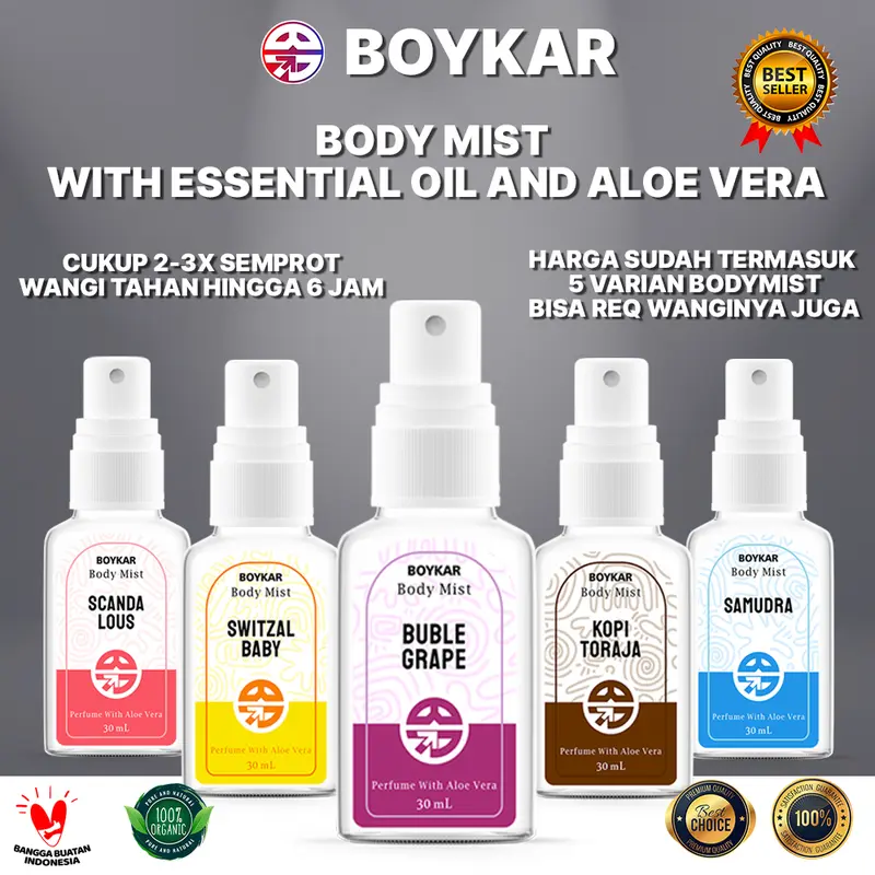 ISI 5 BODYMIST SPRAY BOYKAR NETTO 30 ML TRAVEL POUCH Perfume Wangi natural deodorant 0