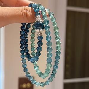 New Chinese style blue-green dual color three circle bead bracelet, a two piece necklace with a cool and refreshing feel, a bracelet