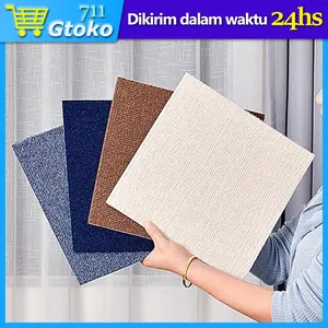 Karpet Tile Stiker Lantai Ukuran 30 x 30 cm / Karpet Tile Baru Kantor Hotel Hitam Abu Abu