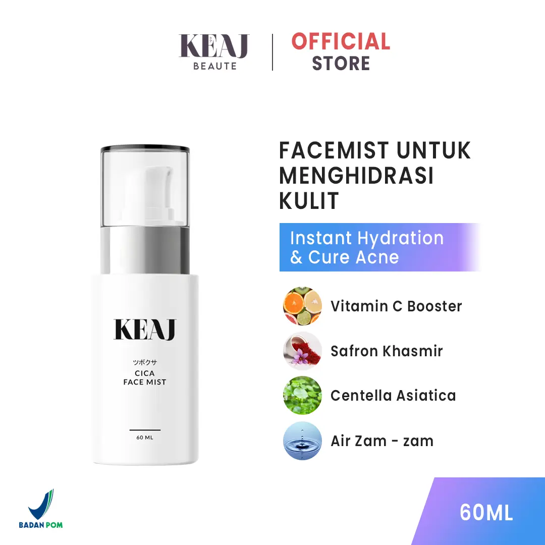 Keaj Beaute Face Mist Cica, Safron, Centella, Lemon Extract, Air Zamzam 60ml - Perawatan Wajah - Moisturizer